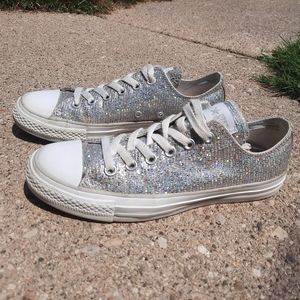 Converse Silver Glitter Low Tops